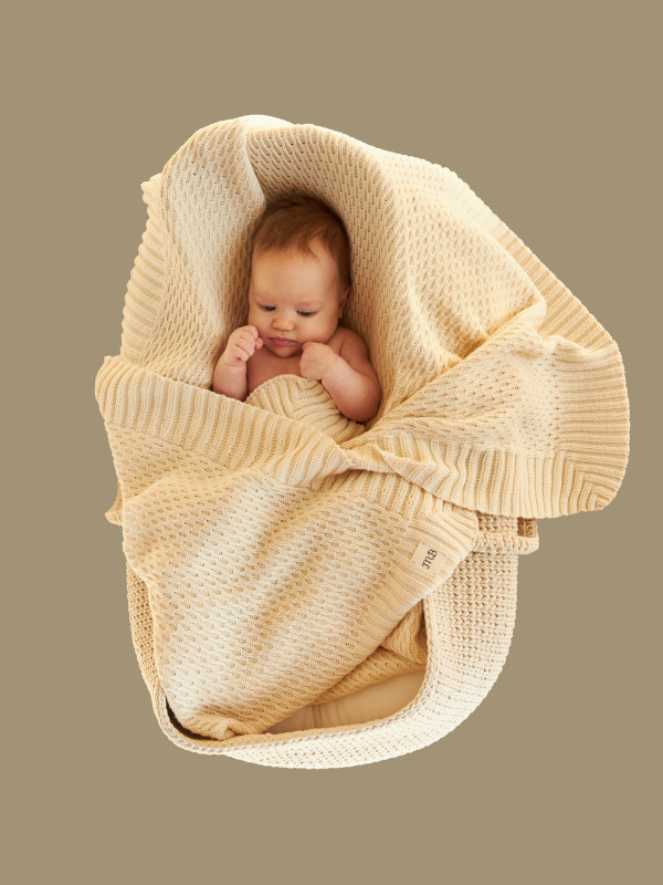 Плед мун из 100% органического хлопка 100х100 см Бежевый 