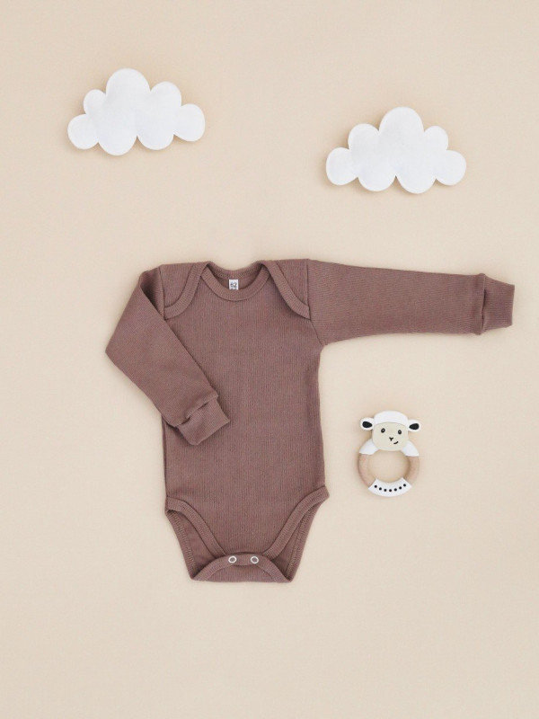 Боди с длинным рукавом (кашкорсе) Шоколадный 