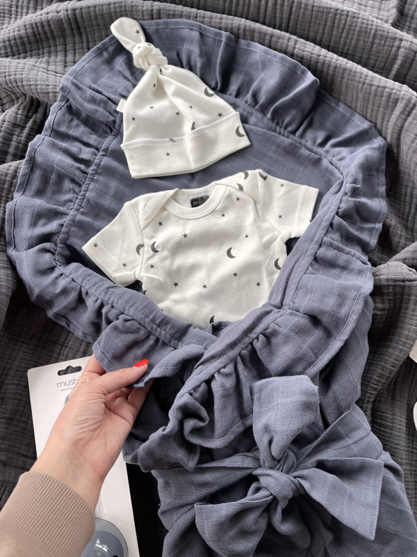 Плед из муслина  с рюшами и бантом Океан