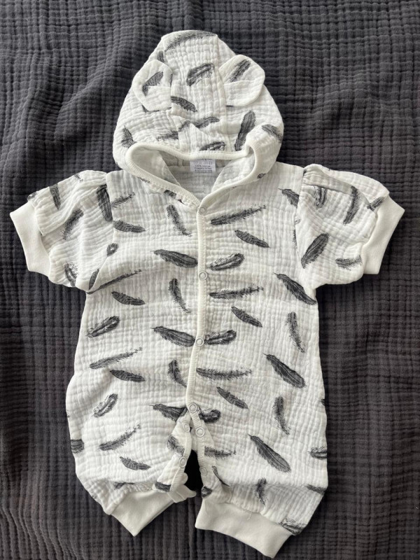 Песочник с капюшоном муслин Перышки