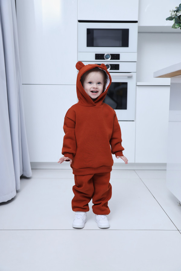 Костюм Мишка начес Кирпич (кофточка и штанишки)