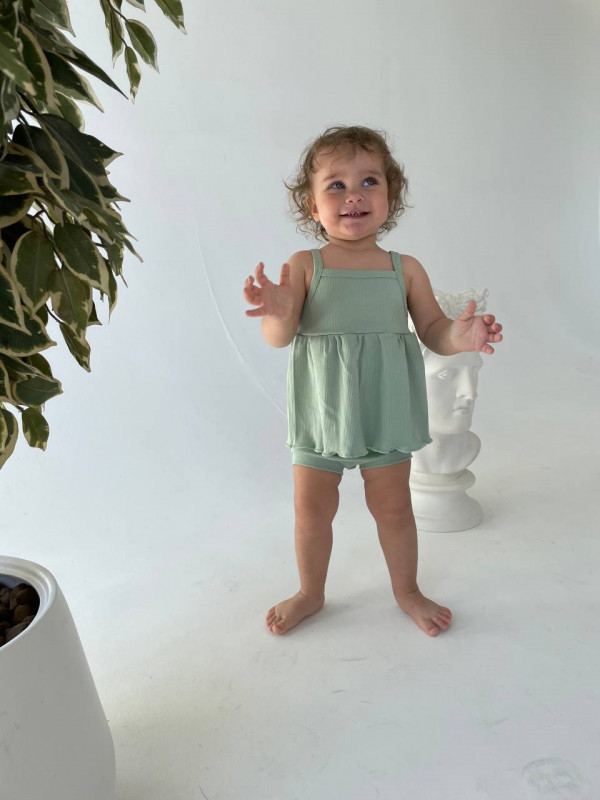 Комплект Рибби 2 предмета ( платье на лямках+трусы) Полынь