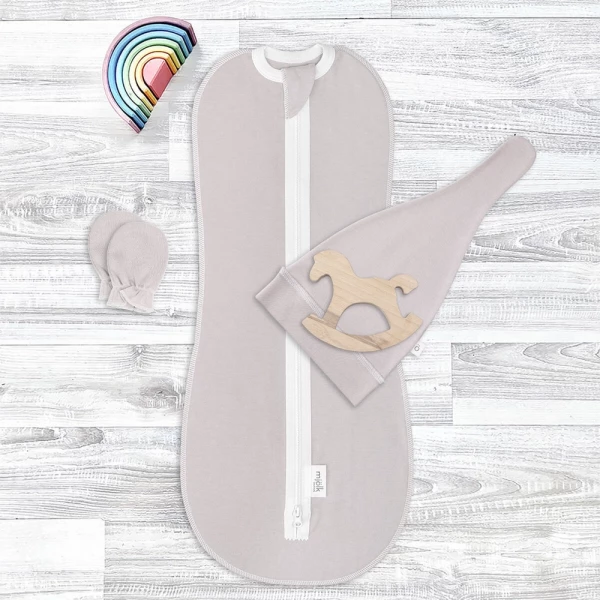 Комплект для новорожденного Mjölk White Sand {пеленальный кокон, шапочка, антицарапки}