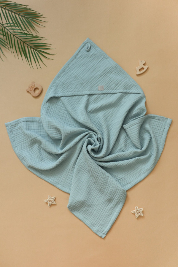 Муслиновый уголок для купания  Серо-голубой  95*95 см