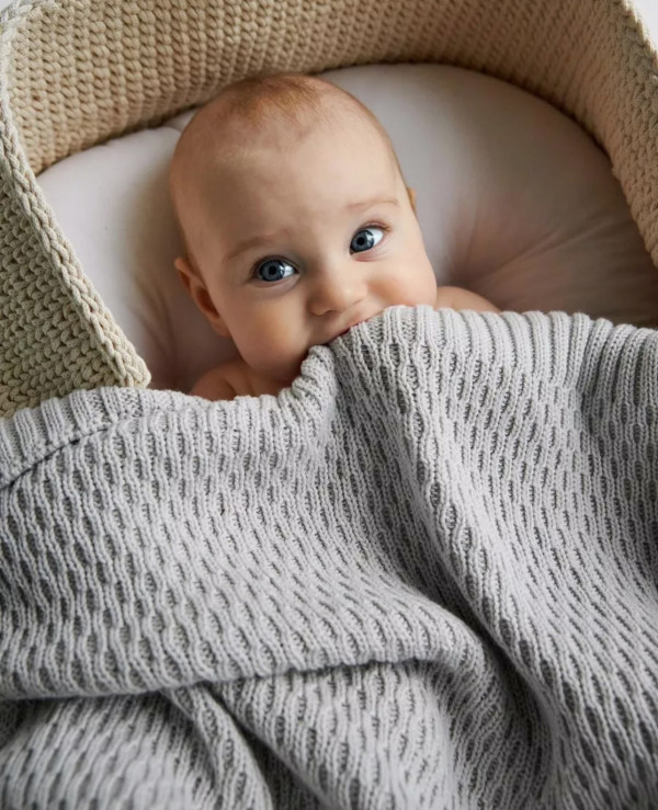 Плед мун из 100% органического хлопка 100х100 см Стальной 