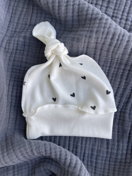 Шапочка-узелок Черные сердца 