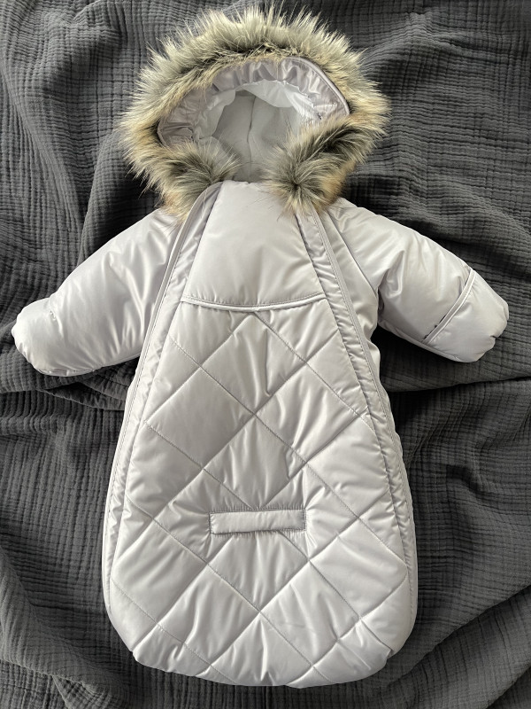 Конверт-комбинезон с ручками 0-6 мес  (овечья шерсть и мех отстегиваются) Серый 