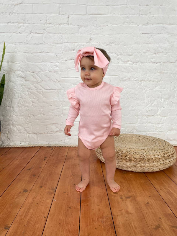 Боди с воланом и повязкой Св розовый 