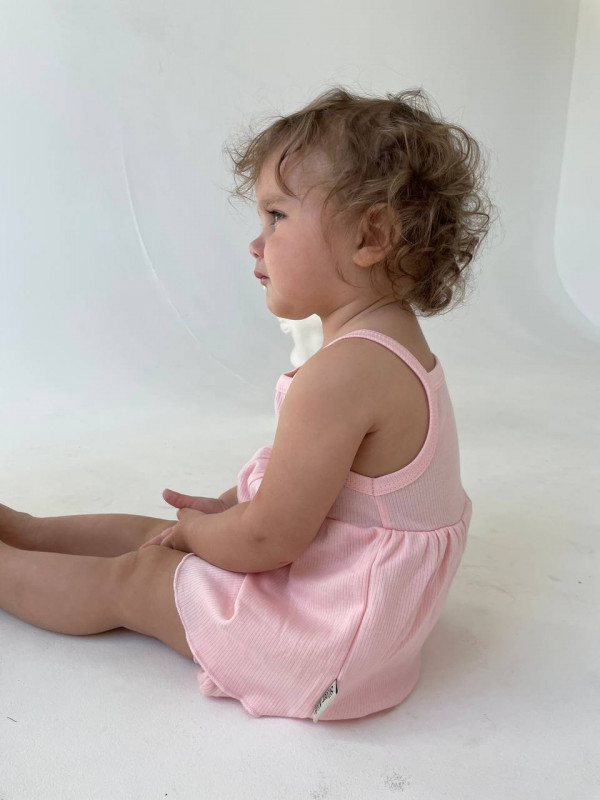 Комплект Рибби 2 предмета (платье на лямках+трусы) Светло-розовый