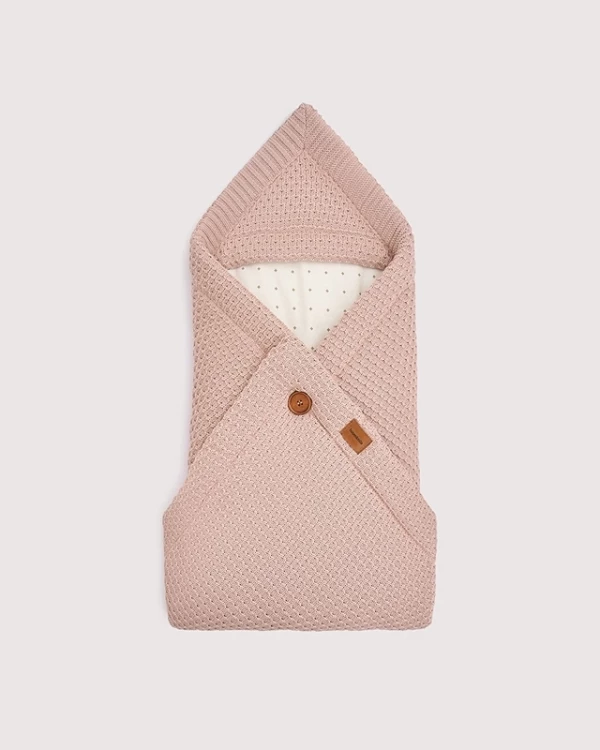 Конверт-одеяло 2в1 Universal вязаный демисезон Пудровый