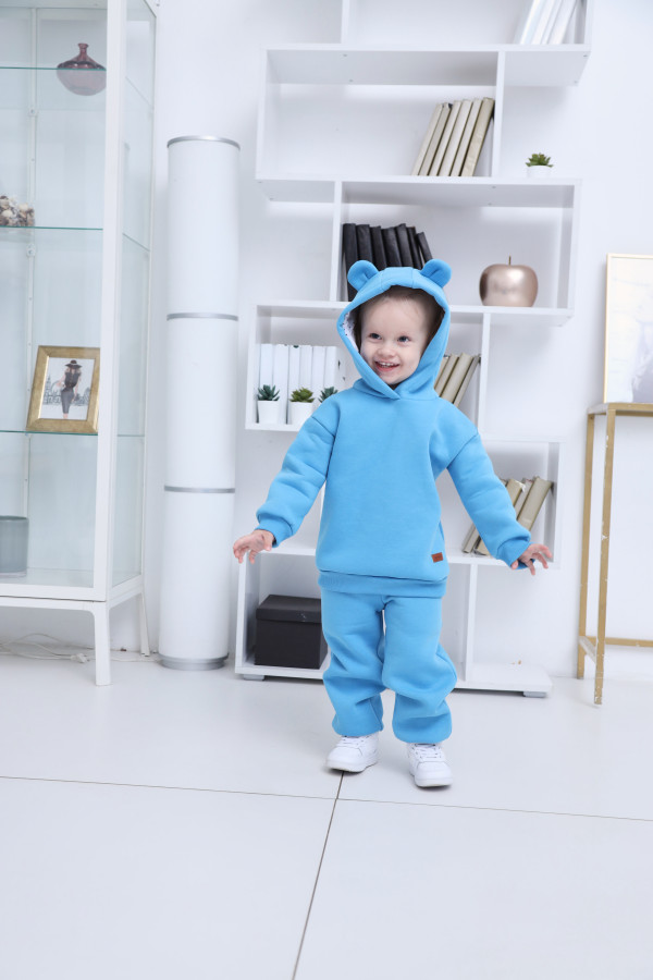 Костюм Мишка начес Голубой (кофточка и штанишки)
