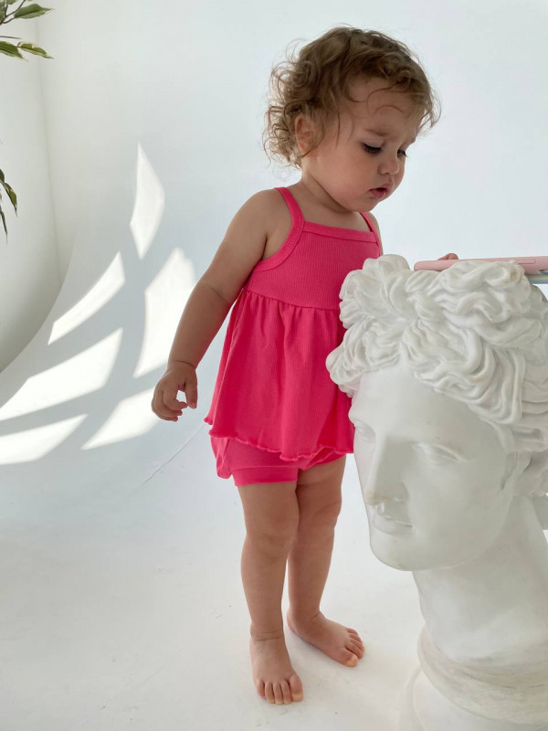 Комплект Рибби 2 предмета (платье на лямках+трусы) Фуксия