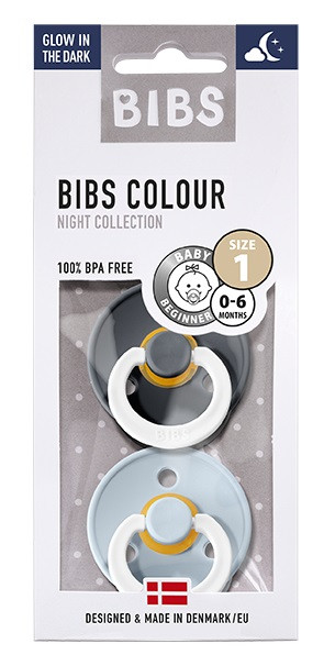 Набор BIBS Colour: Iron Glow/Baby Blue Glow 2 шт  0-6 месяцев