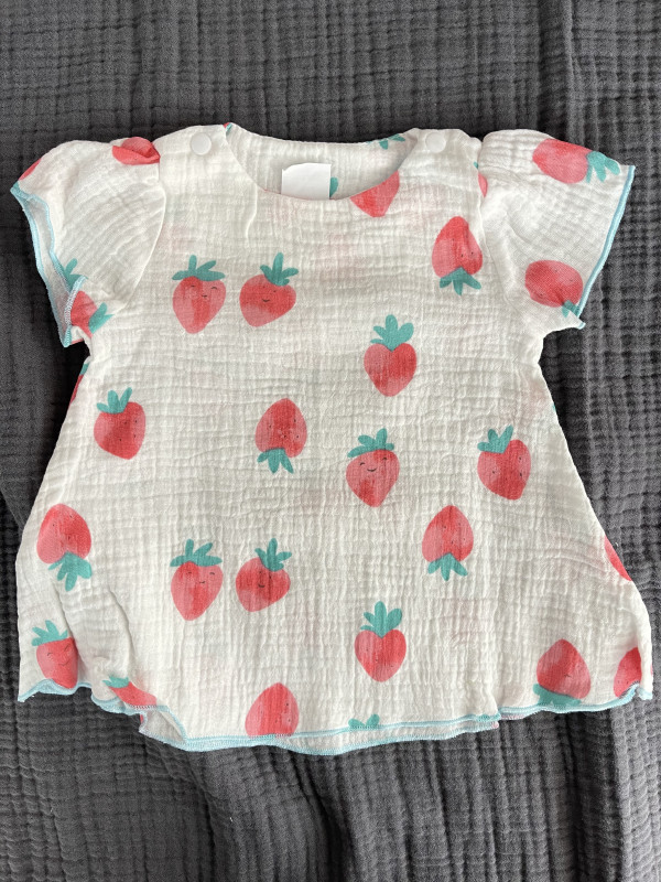 Платье муслиновое «Жатка» Клубничка 