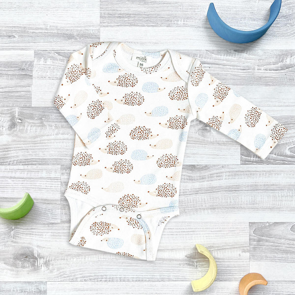 Боди Mjölk Ёжики на экрю с длинным рукавом