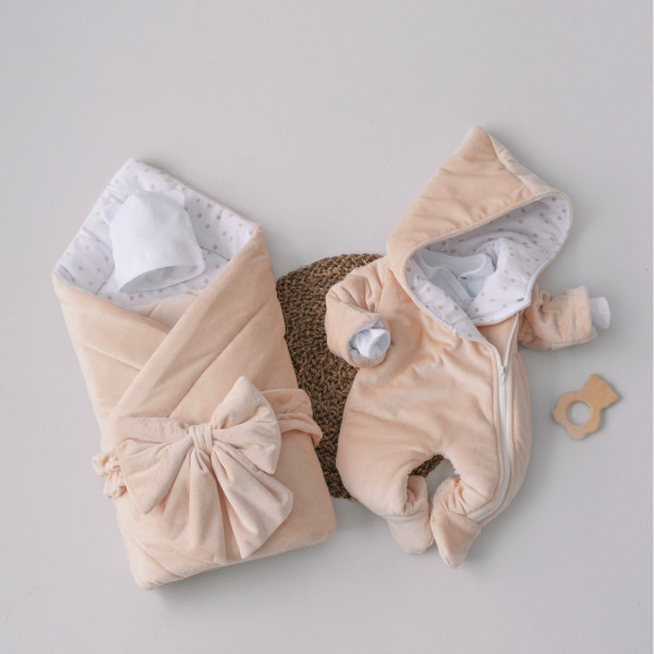 Комплект на выписку 5 предметов "Пломбир" демисезонный Бежевый