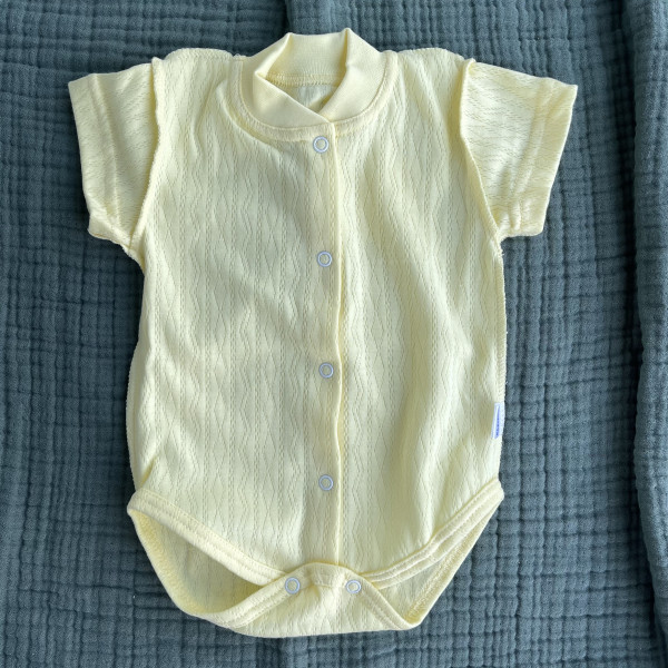 Боди с коротким рукавом ажур желтый