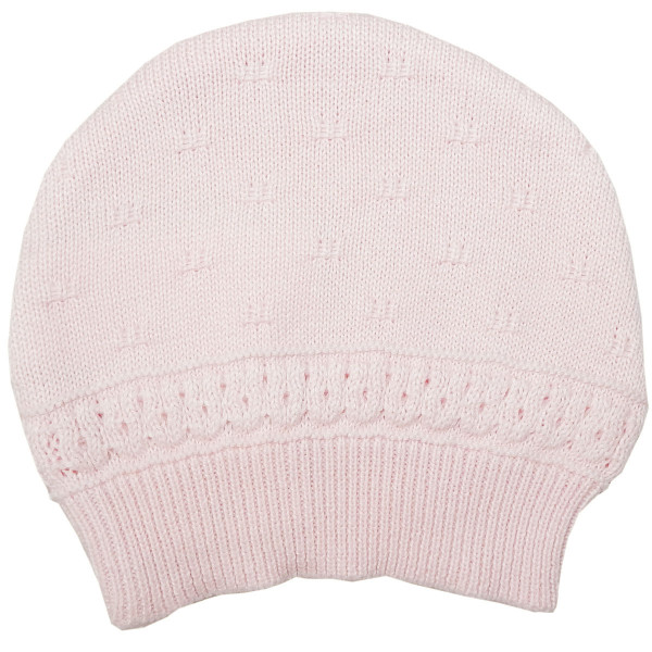 Шапочка вязаная «Испанка» Розовая 0-3 мес 