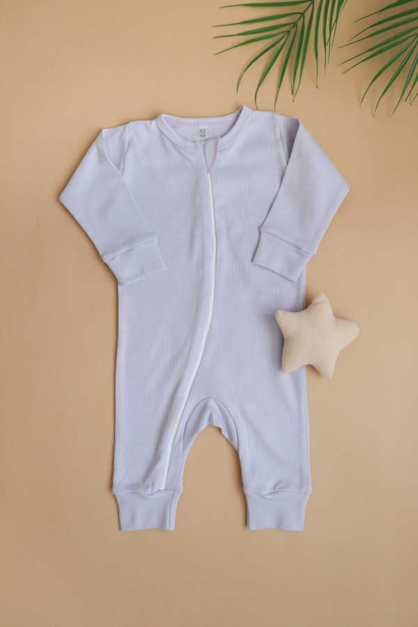 Комбинезон трикотажный на молнии "Полоска" Сиреневый 