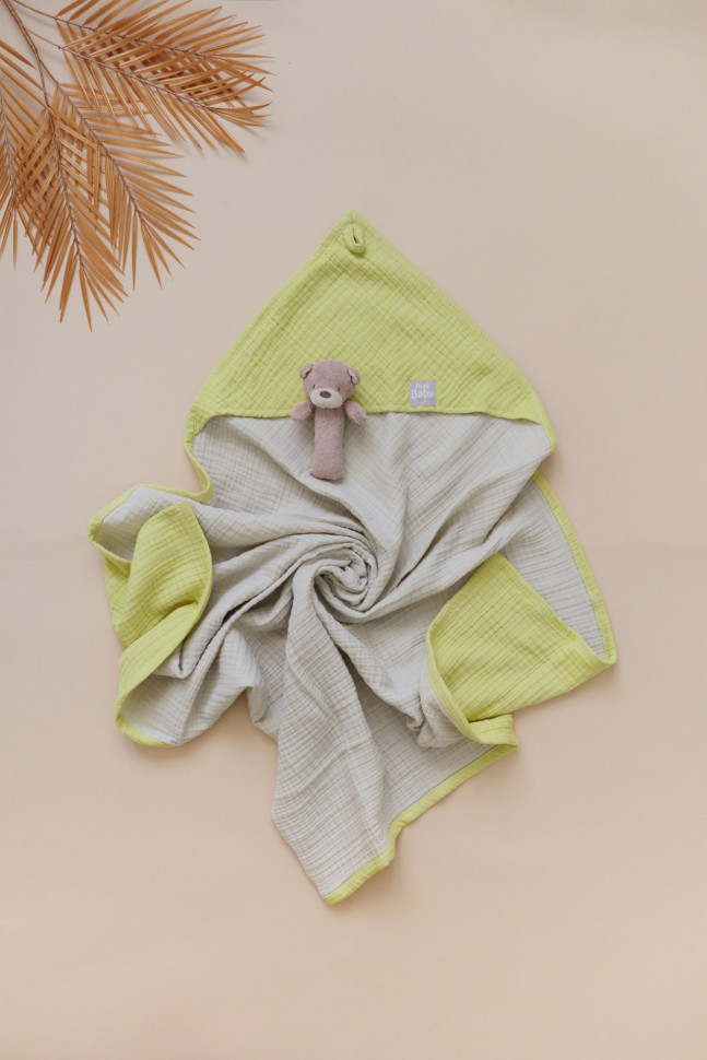 Муслиновое полотенце с уголком Лимонно-бежевый 