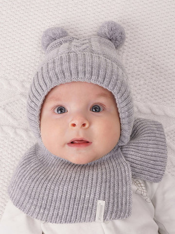 Шапка дет. "Капор Акварелька-Д" хб подкл.,утепл. Серый 