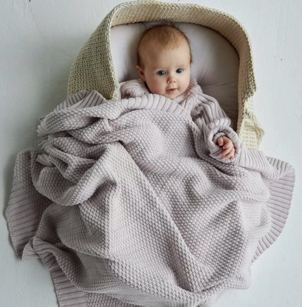 Плед райс из 100% органического хлопка 100х100 см Лавандовый 