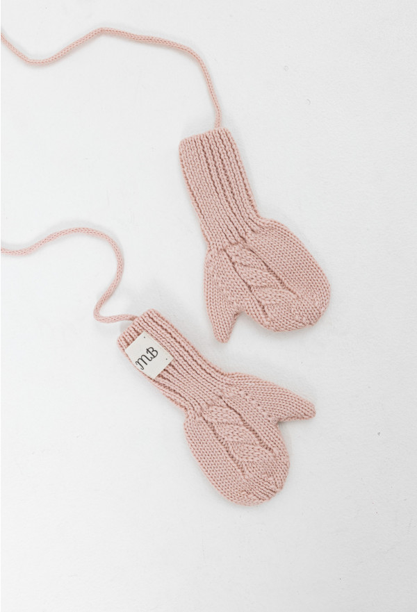 Варежки с пальчиком (меринос) Пудровый 