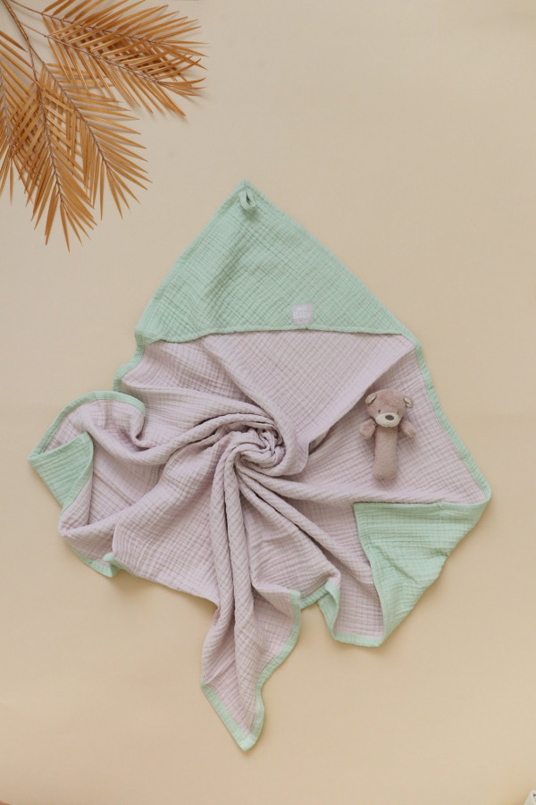 Муслиновый уголок для купания  Мятно-пудровый