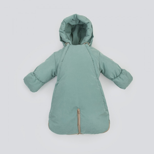 Комбинезон-трансформер "Вельвет", с отворотами, 3 сезона, зелено-серый