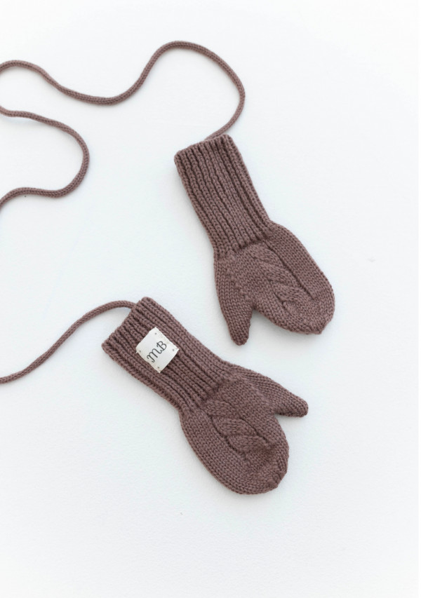 Варежки с пальчиком (меринос) Кофейный 