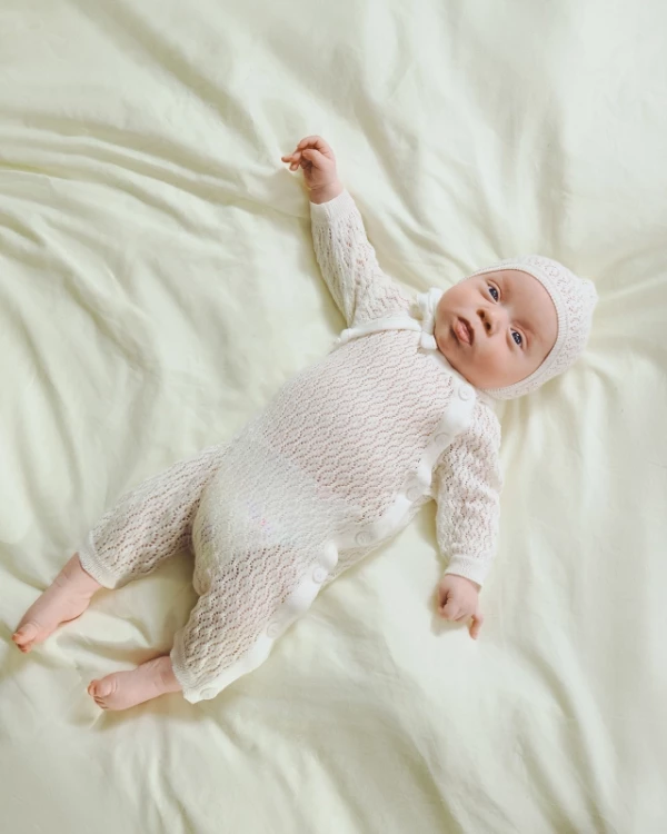 Комплект на выписку ажурный Кремовый