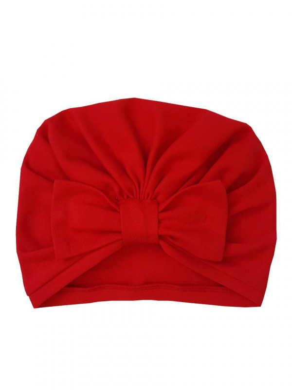 Шапочка-тюрбан с милым бантиком Красный 