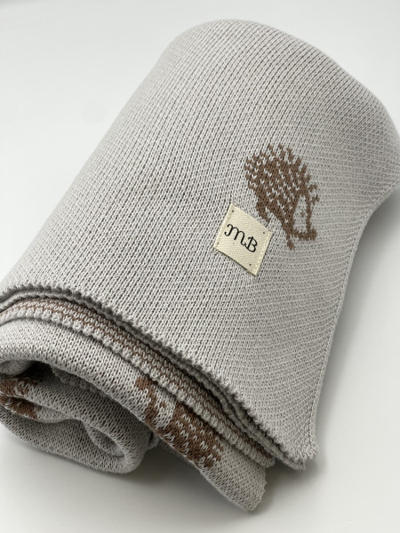 Плед ёжики из 100% органического хлопка 105*85см Стальной 