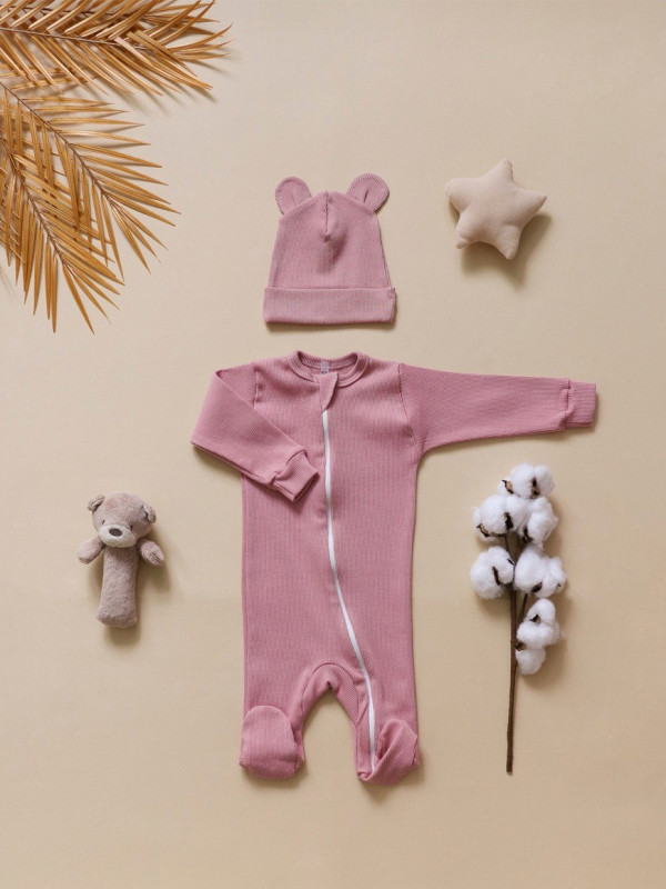  Комбинезон на молнии (кашкорсе) Пудровый 