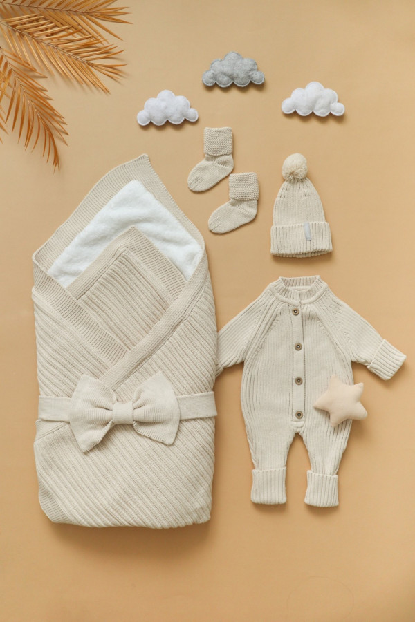 Комплект вязаный из 5-и предметов Капучино 