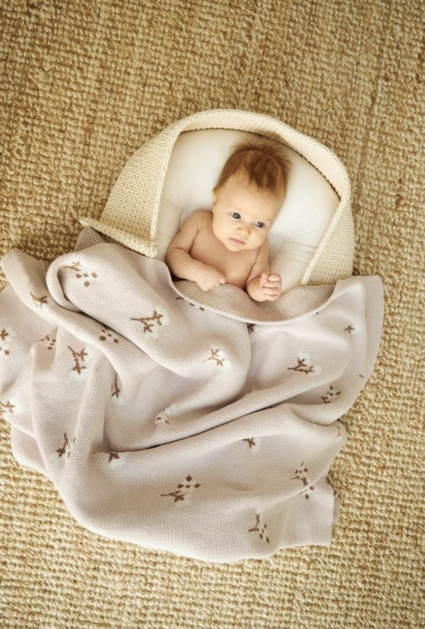 Плед хлопок из 100% органического хлопка 105*85см Лавандовый