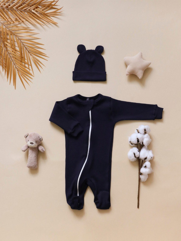 Комбинезон на молнии (кашкорсе) Темно-синий