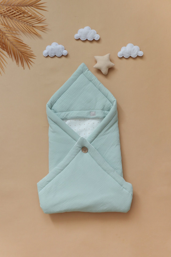 Конверт из муслина на пуговице Оливковый 