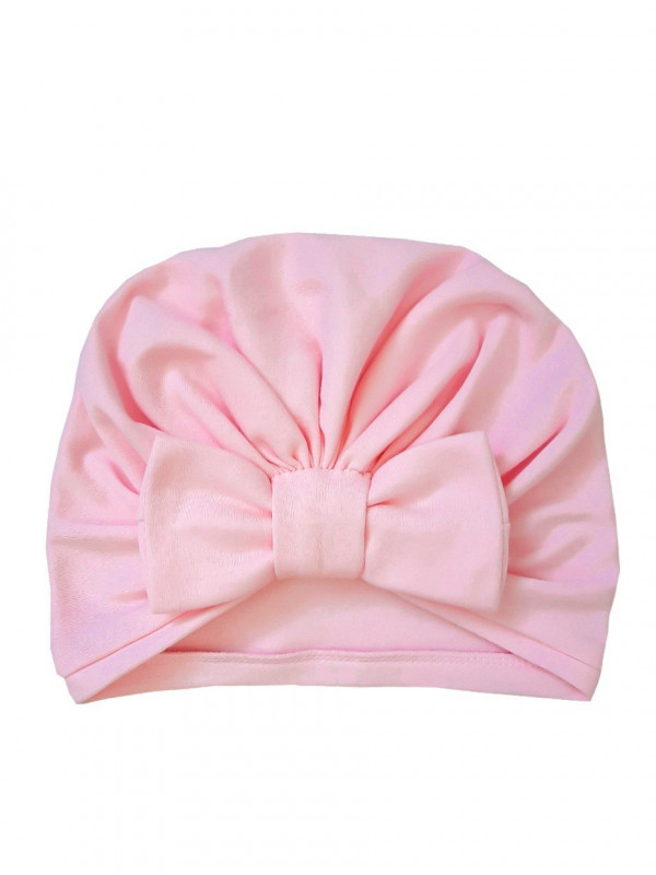 Шапочка-тюрбан с милым бантиком Розовый 