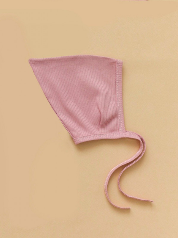 Чепчик трикотажный "Полоска" Пудровый 