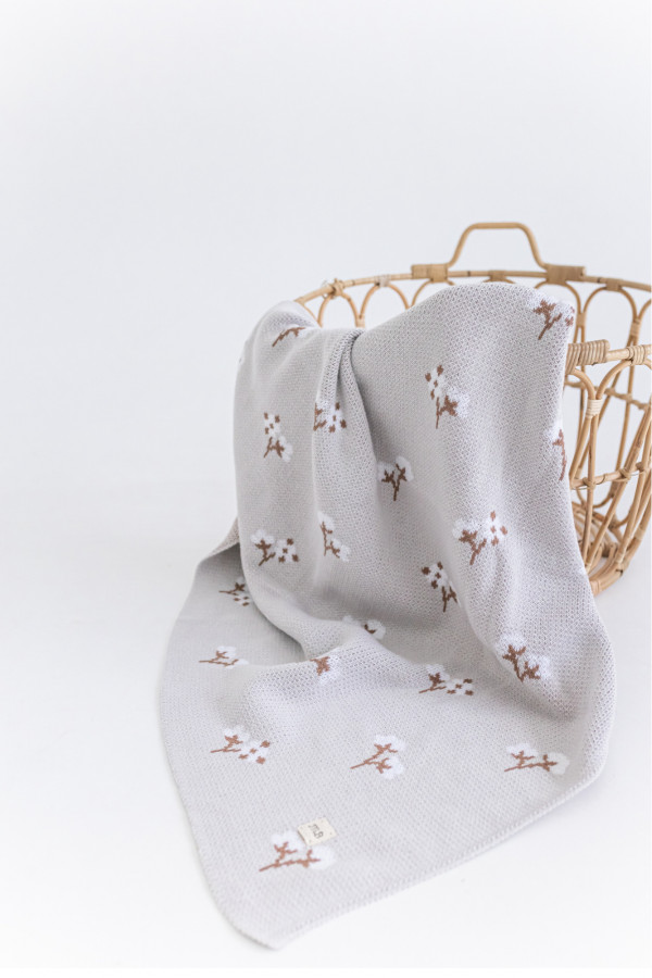 Плед хлопок из 100% органического хлопка 105*85см Стальной 