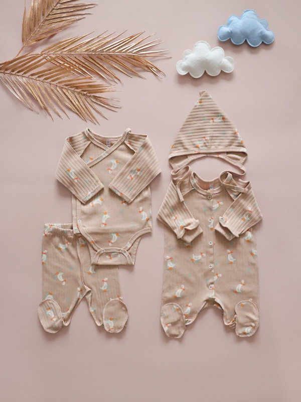 Комплект из 4-х редметов Гуси бежево-белый