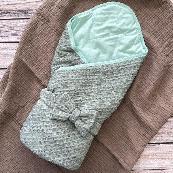 Конверт-одеяло вязаный Оливка 