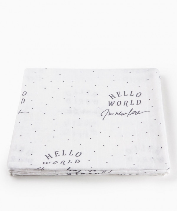 Муслиновая пеленка Привет мир 80*80 см