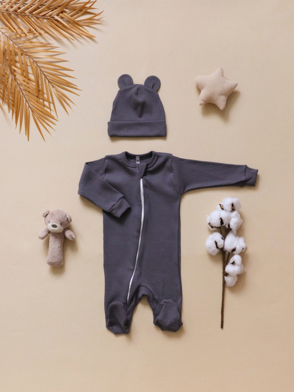  Комбинезон на молнии (кашкорсе) Темно-серый 