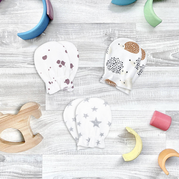 Рукавички-антицарапки Mjölk Ёжики/Кляксы/Звёзды, сет из 3х пар а