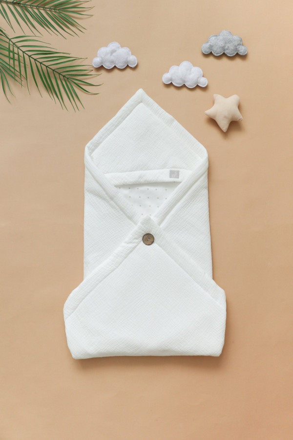 Конверт из муслина на пуговице Молочный