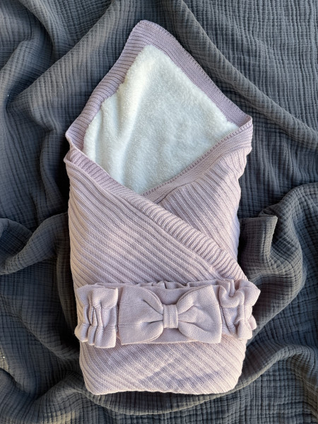 Конверт-одеяло Лапша на шерпе с бантом Сиреневый 