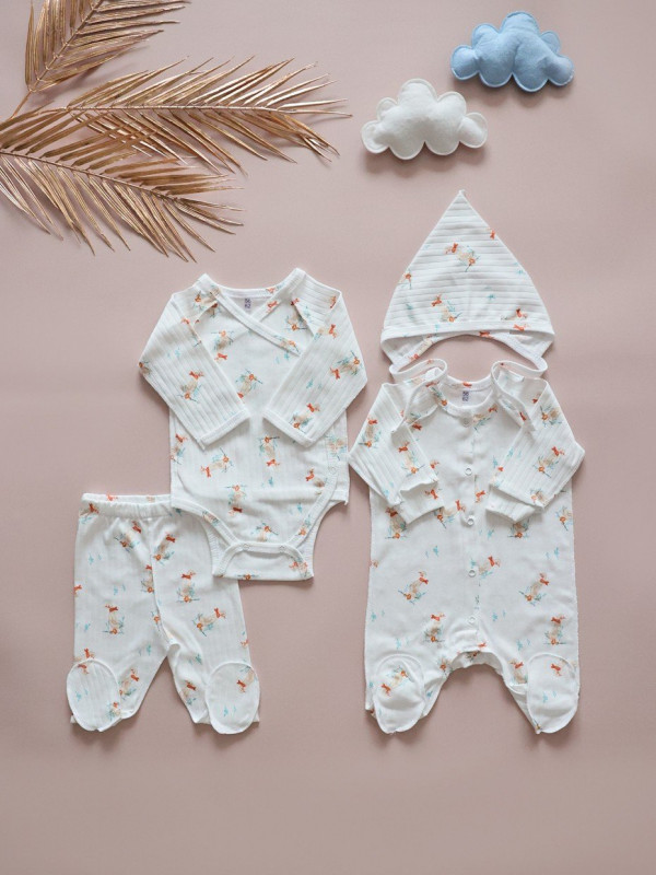 Комплект из 4-х редметов Гуси бело-бежевый