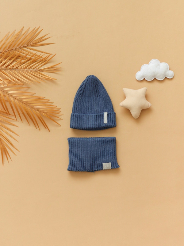 Шапочка тыковка со снудом Темно-синий 